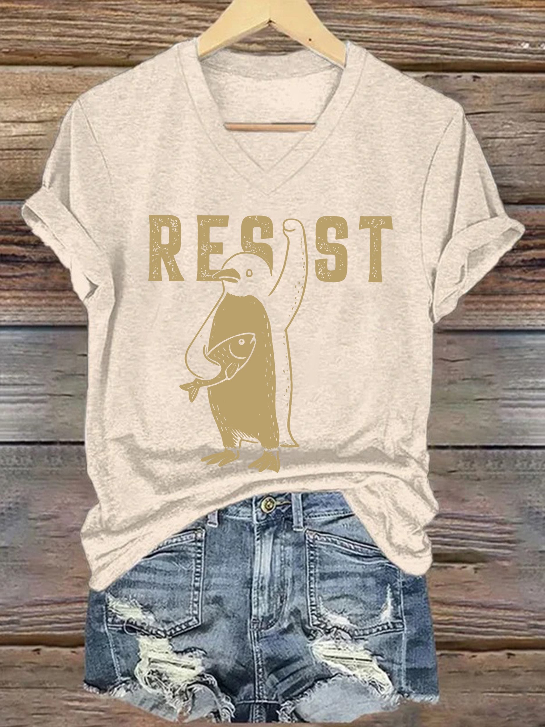 🔥Buy 3 Get 15% Off🔥Women's Penguin Resist Printed Short-Sleeved T-Shirt