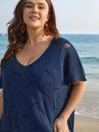 Cut-Out Solid V-Neck Swim Cover Up