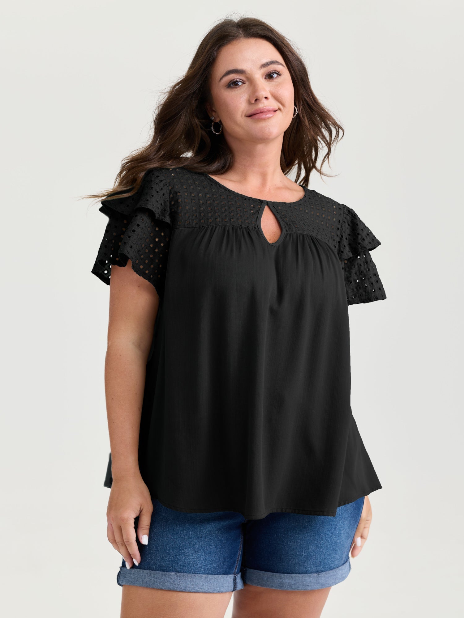 Pure Cotton Layered Sleeve Flowy Blouse
