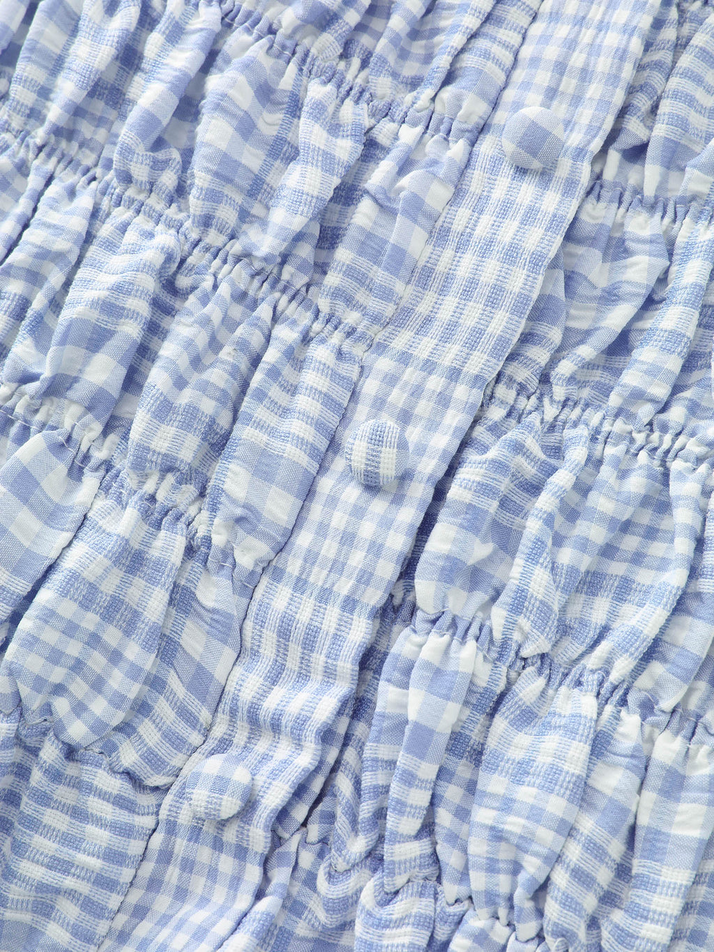 Check Pattern Shirred Bodice Midi Dress