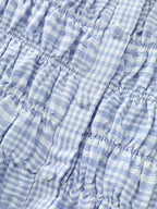 Check Pattern Shirred Bodice Midi Dress