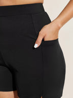 High Rise Pocket Split Side Swim Shorts