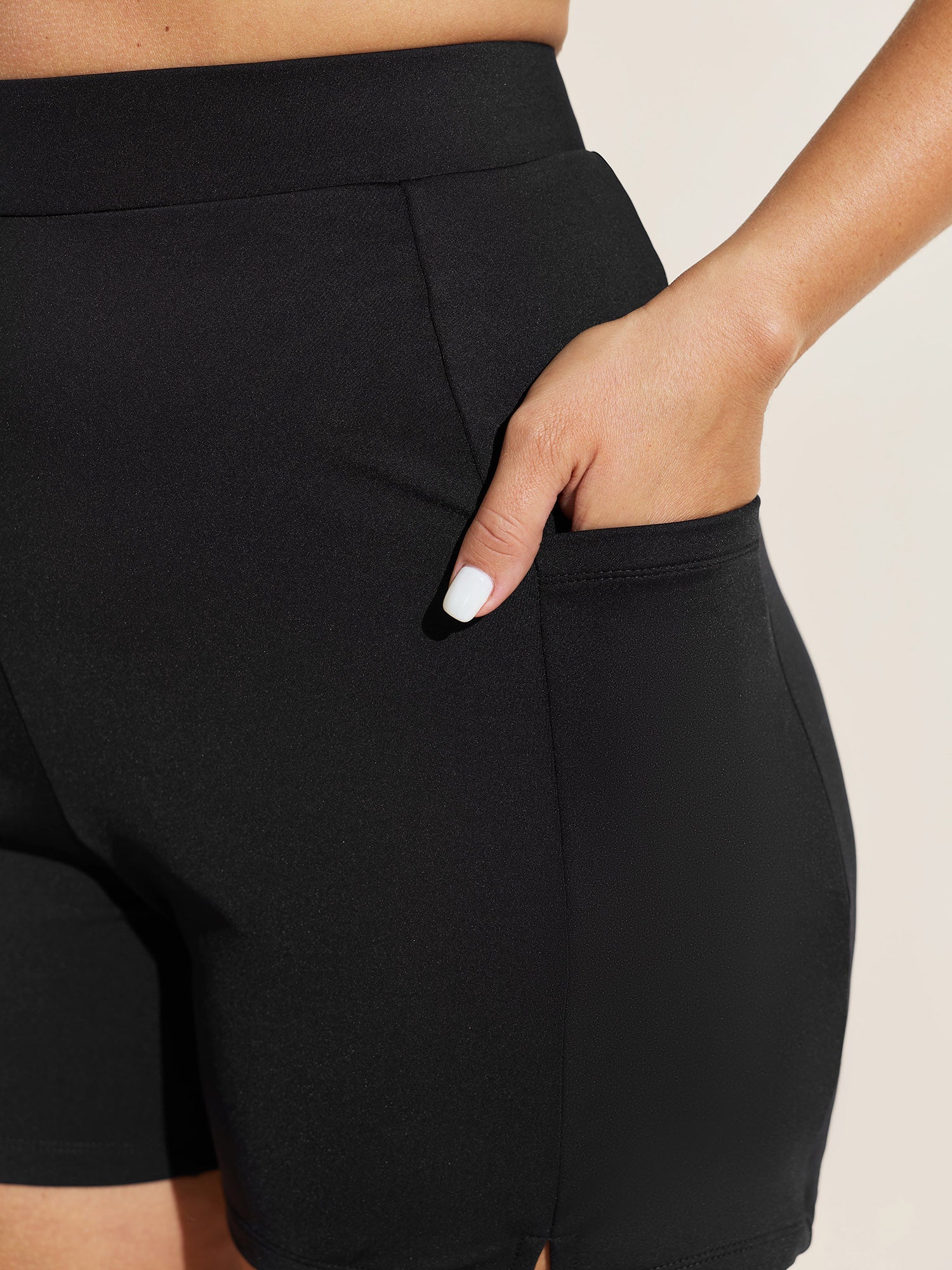 High Rise Pocket Split Side Swim Shorts