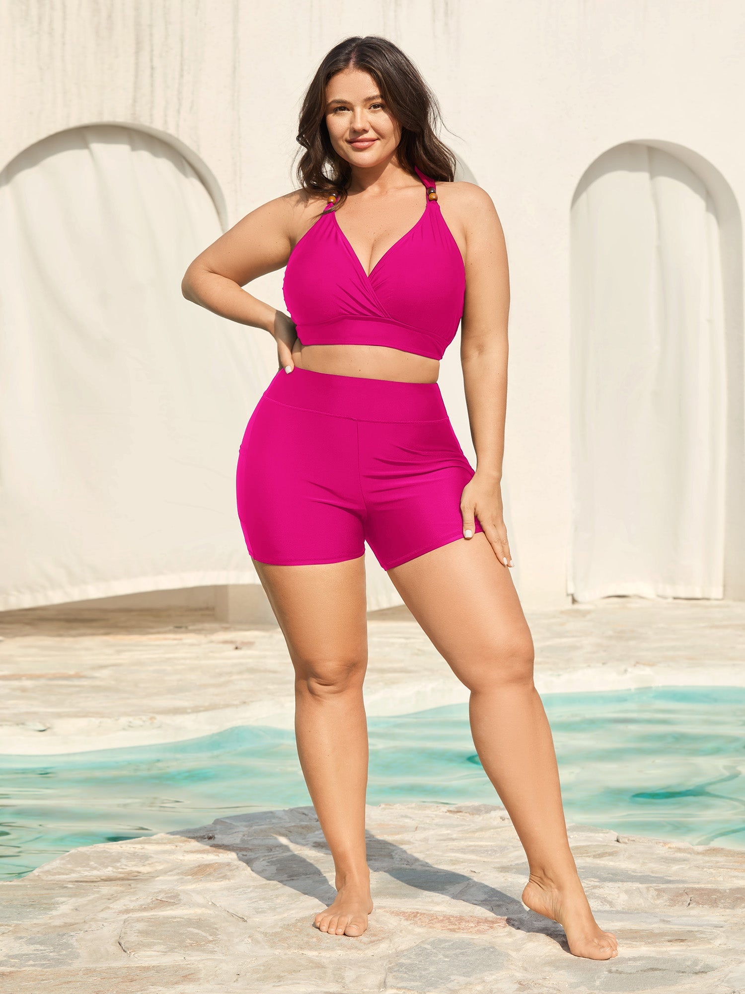 Sculpting Pockets Solid Swim Shorts