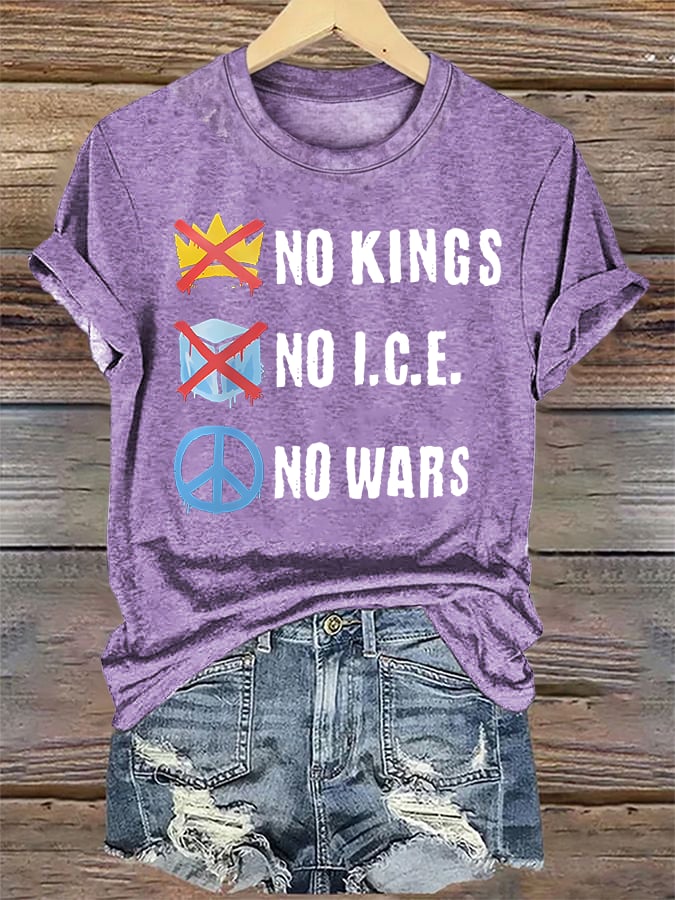 🔥Buy 3 Get 15% Off🔥Women's  No Kings  Print  T-Shirt