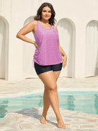 Striped Non-Removable Cups Swim Top