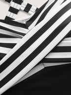 Striped Contrast Twist Front Swim Dress