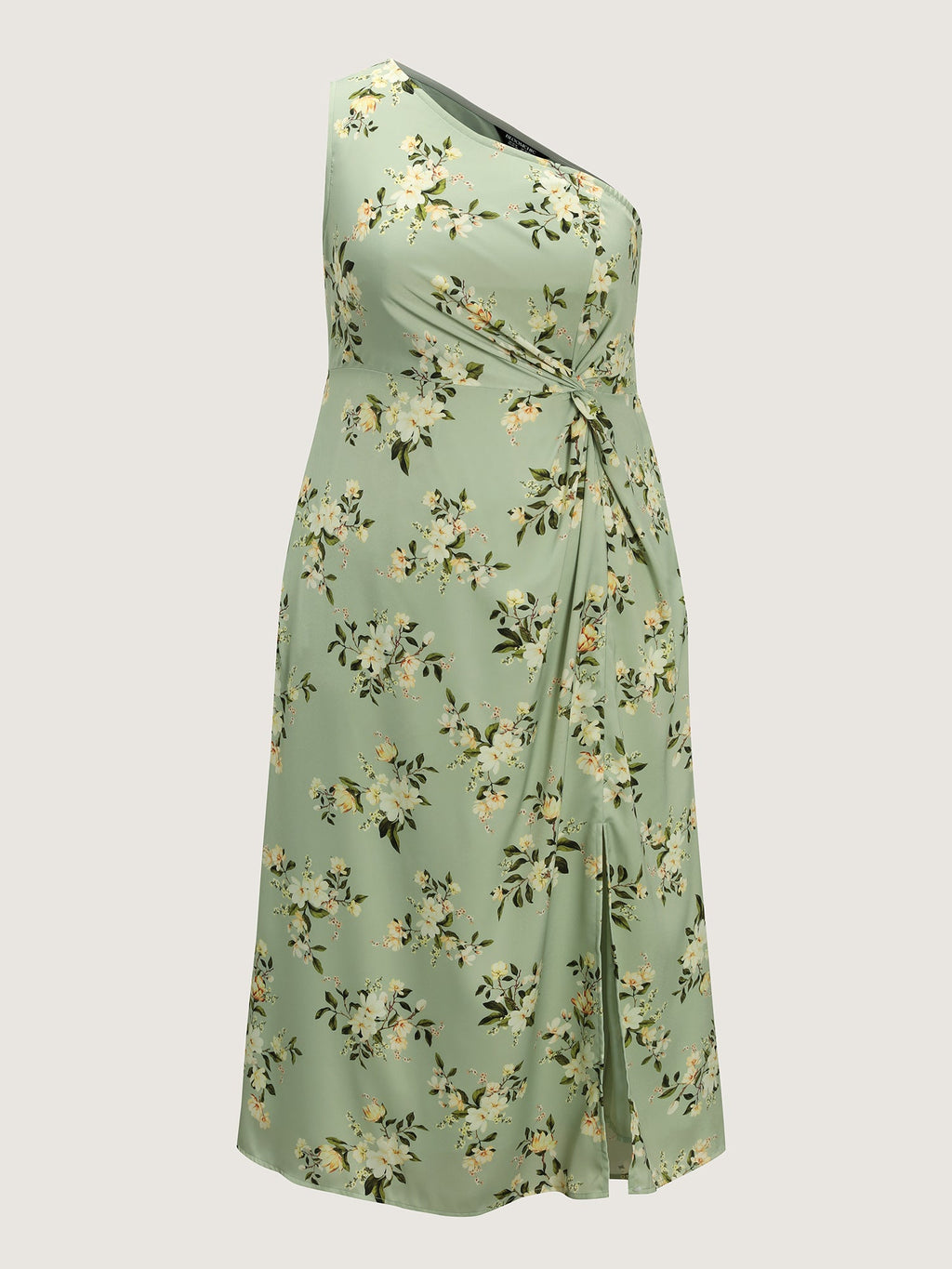 Elegant One-Shoulder Floral Knotted Maxi Dress