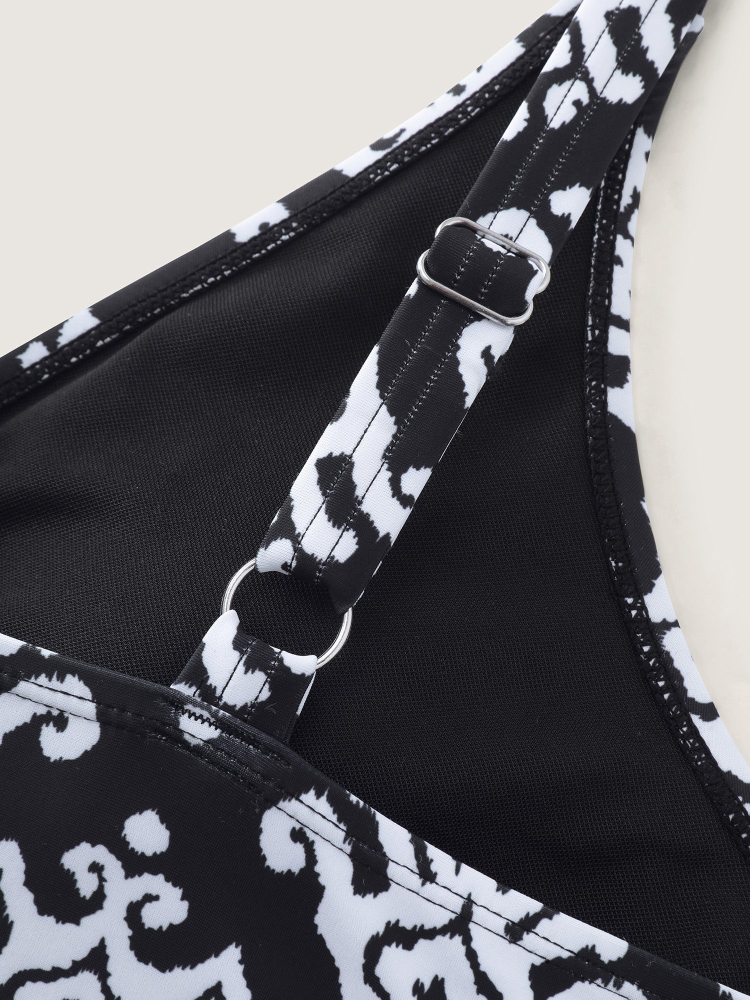 Geometric Print Waist-Tie One-Piece Swim