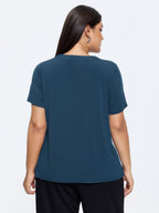 Stretchy Knotted Draped Neckline Blouse