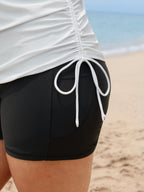 Island Print Drawstring Adjustable Swim Top