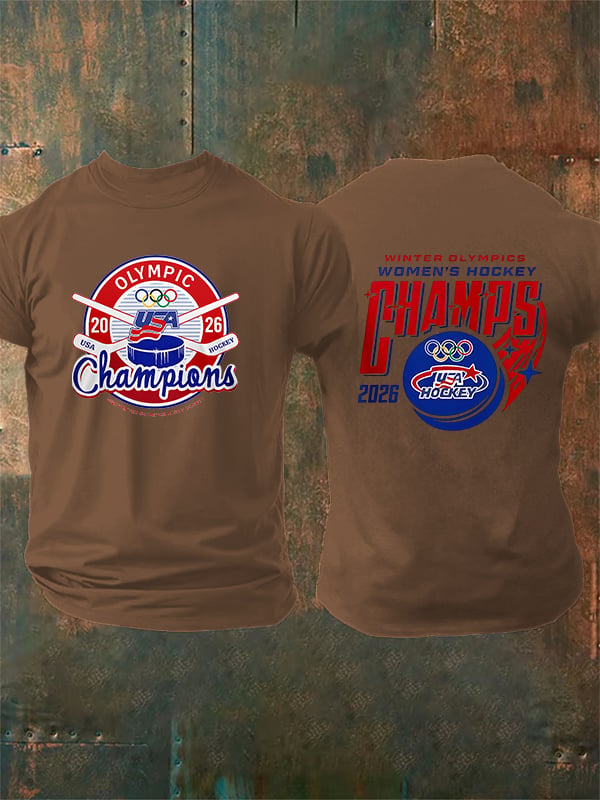 Men's  Ice Hockey Print Casual T-Shirt