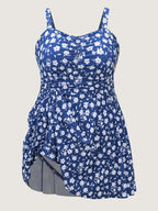 Ditsy Floral Ruched Empire Waist Swim Dress