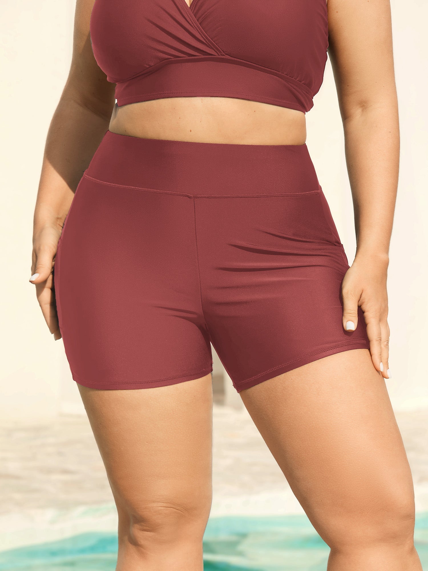 Sculpting Pockets Solid Swim Shorts