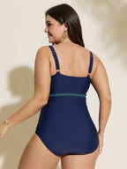 Wrap V-Neck Embroidery Edge One-Piece Swimsuit