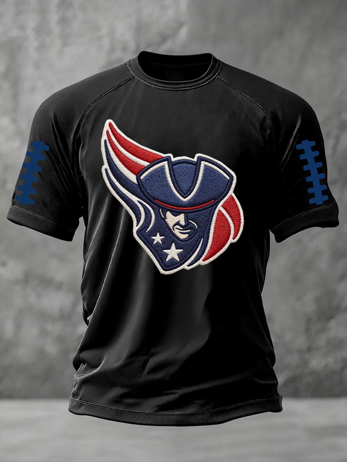 Men's football print short-sleeved T-shirt