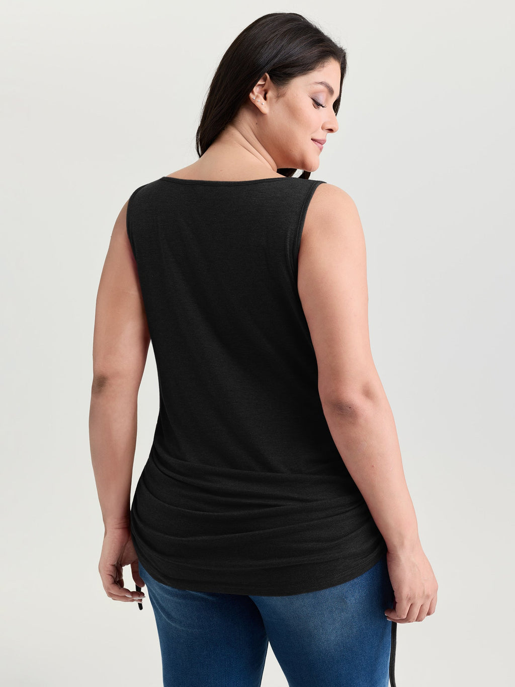 Supersoft Drawstring Ruched Scoop Neckline Tank Top