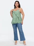 Floral Print Ruffled Edge Tank Top