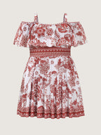 Anti-Float Tie Off-Shoulder Swim Dress