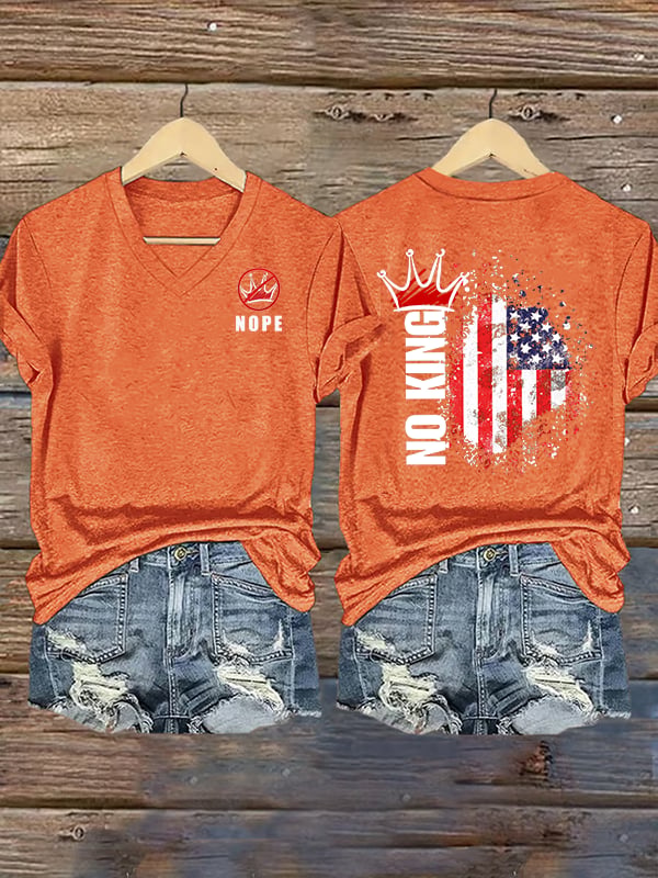 🔥Buy 3 Get 15% Off🔥Women's  NOPE No King American Flag  Print T-Shirt
