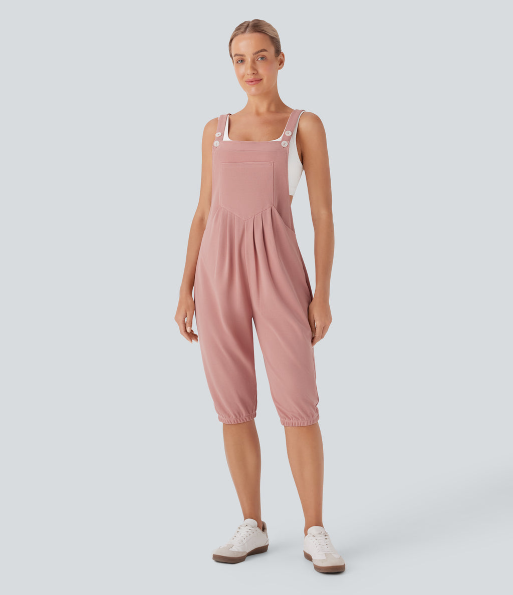 Waffle Casual Shortalls with Pockets