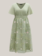 Floral Print Spliced Pockets Maxi Dress