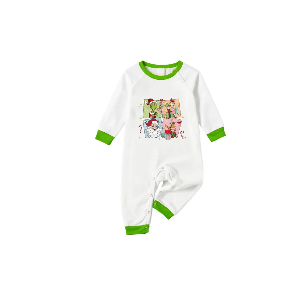 Holiday Family Christmas Pajamas Set With Cute Xmas Character Pattern Print