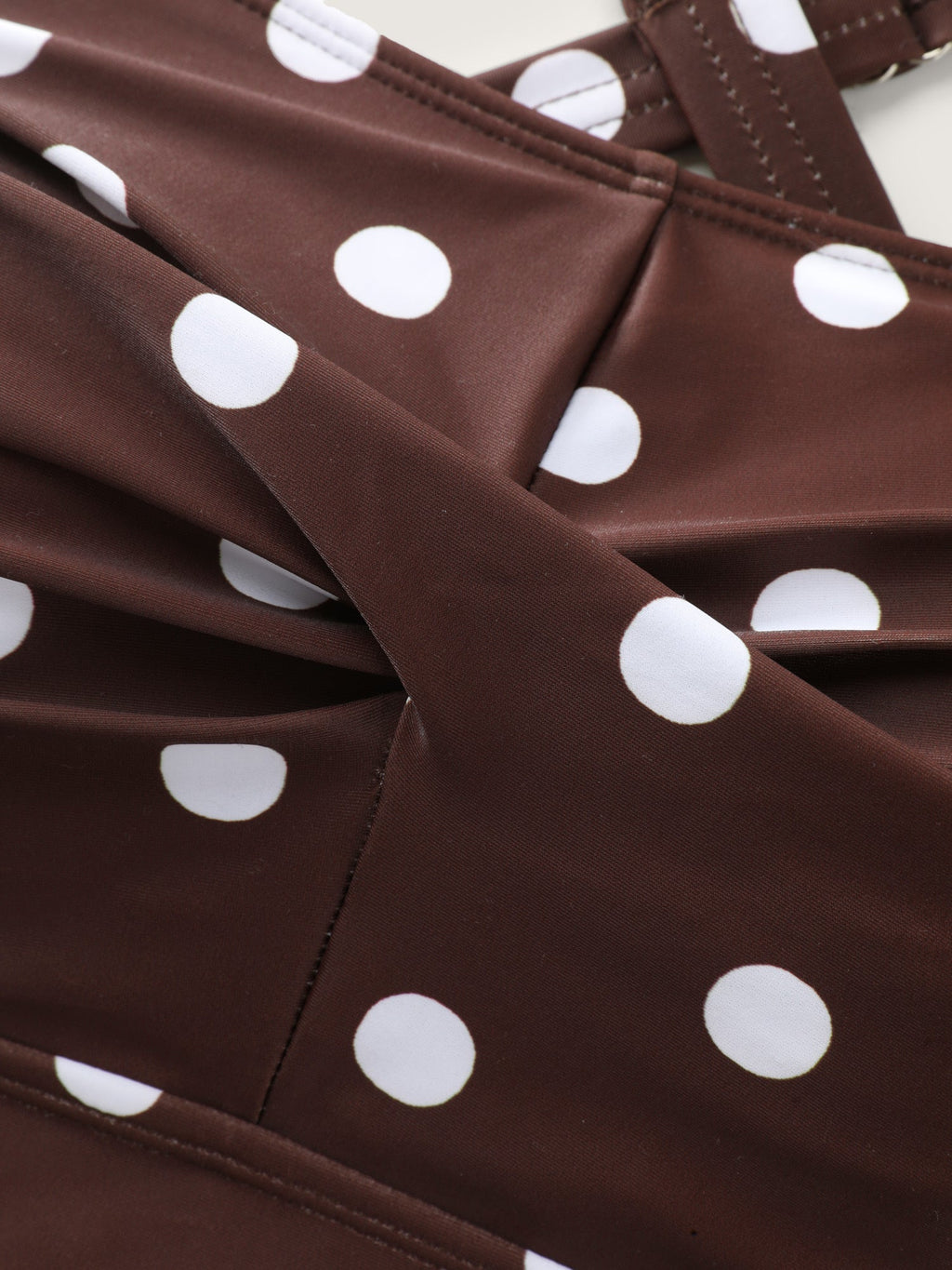 Twist-Front Polka Dots Swim Dress