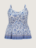 Floral Print Color Contrast Tank Top