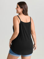 Cotton Stretchy Cut-Out Neckline Tank Top