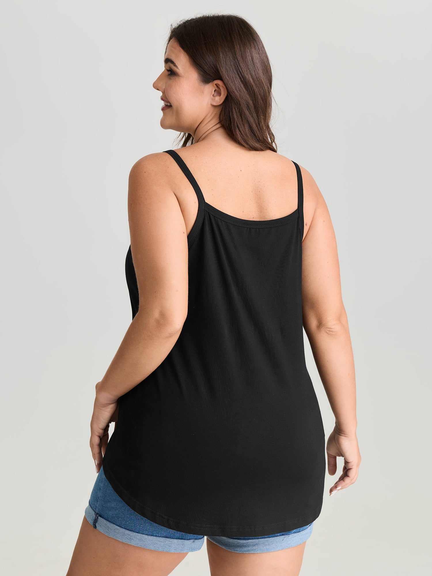 Cotton Stretchy Cut-Out Neckline Tank Top