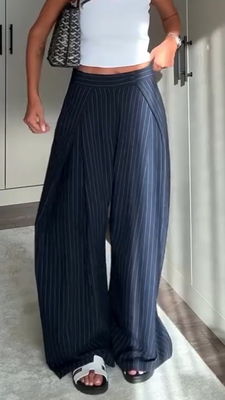Womens Vertical Striped Loose Casual Pants