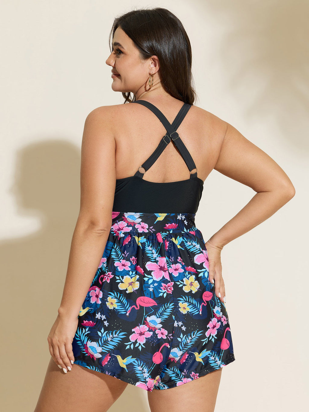 Floral Print Waist Tie One-Piece Swimsuit