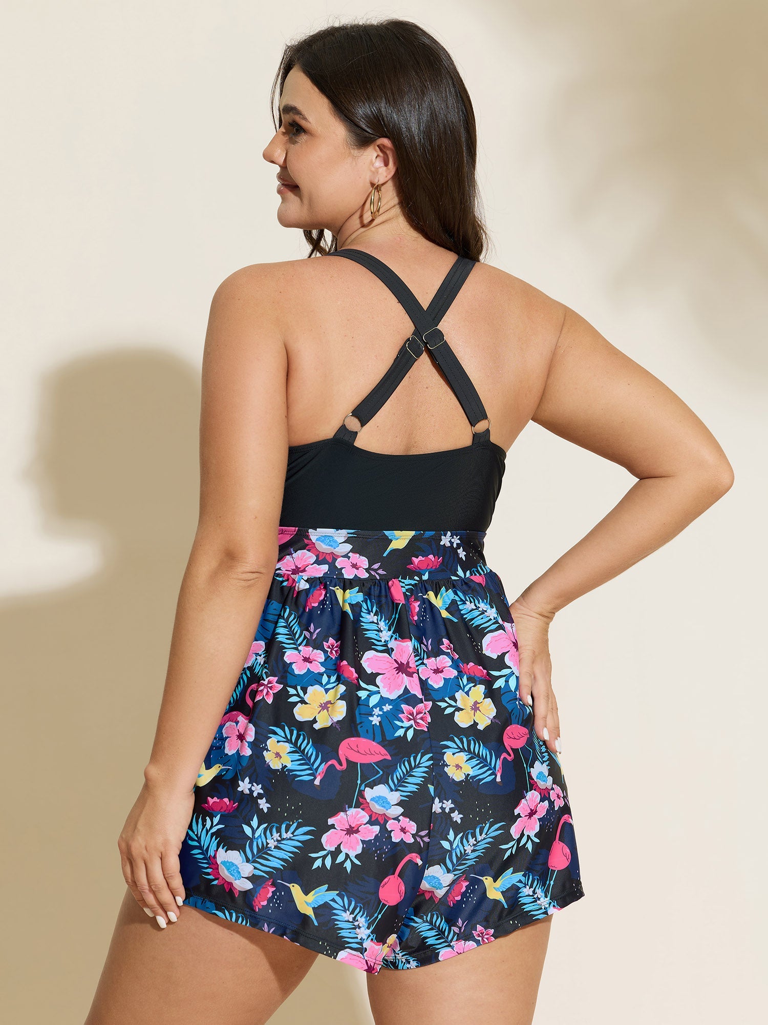 Floral Print Waist Tie One-Piece Swimsuit