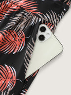 Tropical Flower Print Pockets One-Piece Swimsuit