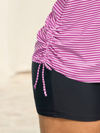 Striped Non-Removable Cups Swim Top