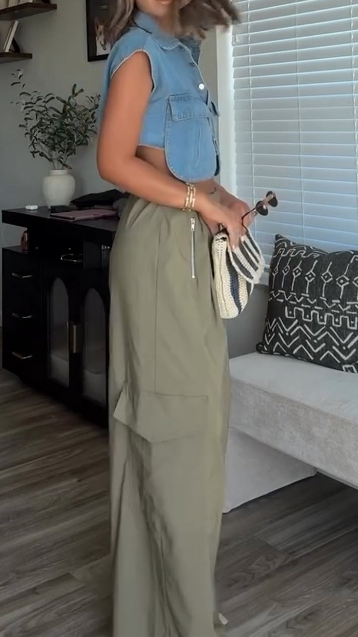 Women's Collar Irregular Top or Casual Pants Elegant Suit