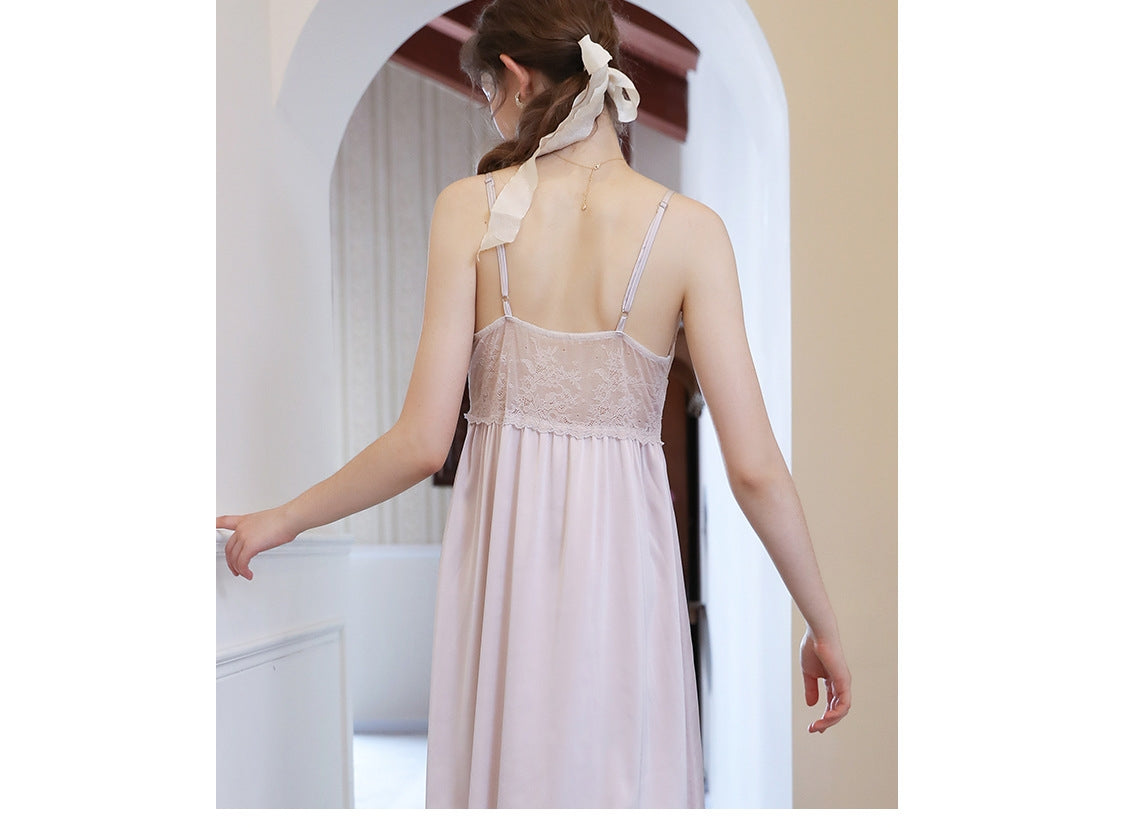 Vintage Satin Lace 2pcs Nightgown Set