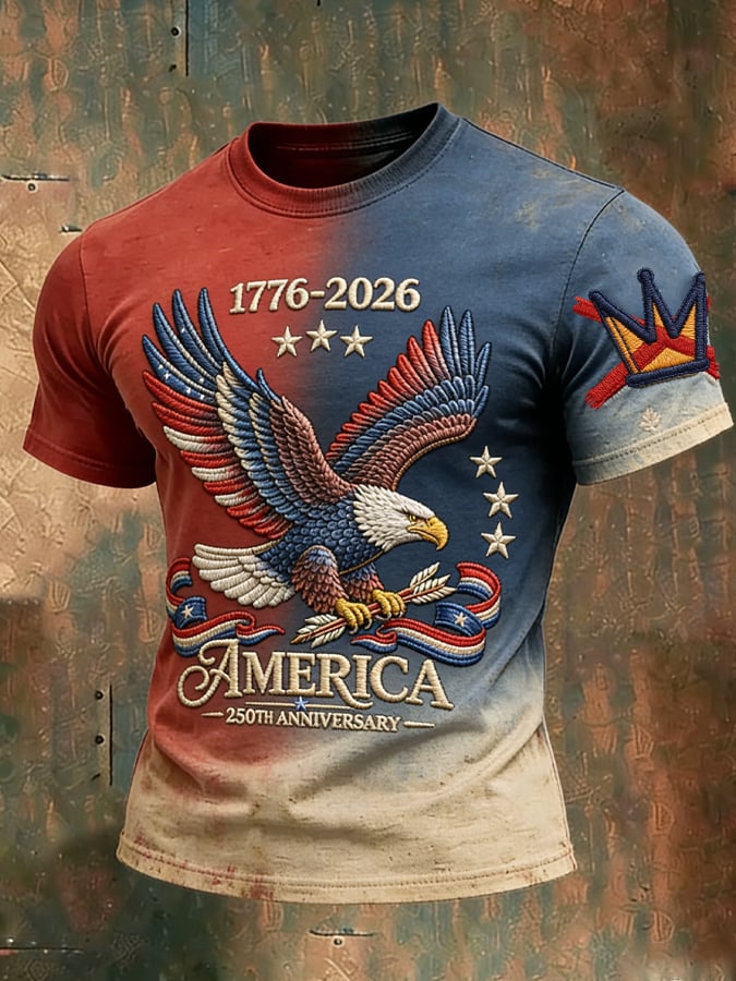 🔥Buy 3 Get 15% Off🔥Men's Retro  250th Anniversary American Art No KINGS  Print T-Shirt