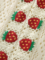 Textured Cut-Out Strawberry Swim Cover-Up