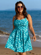 Twist-Front Floral Print Swim Dress