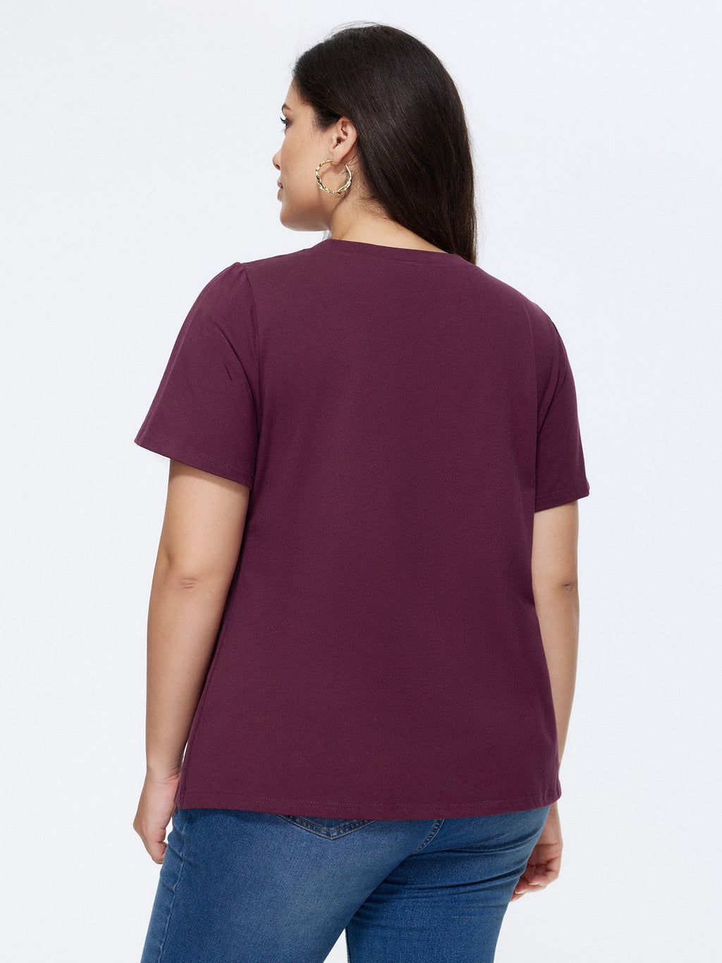 Knotted Cut-Out Neckline Solid T-Shirt