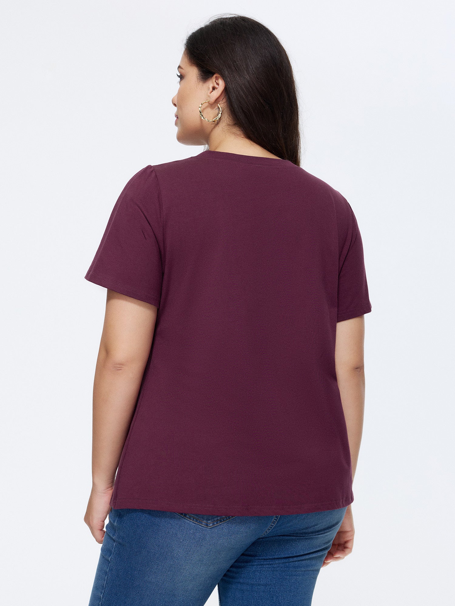 Knotted Cut-Out Neckline Solid T-Shirt