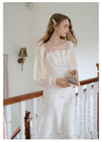 Elegant Pearl Shell Jacquard Dress + Fairy Cardigan