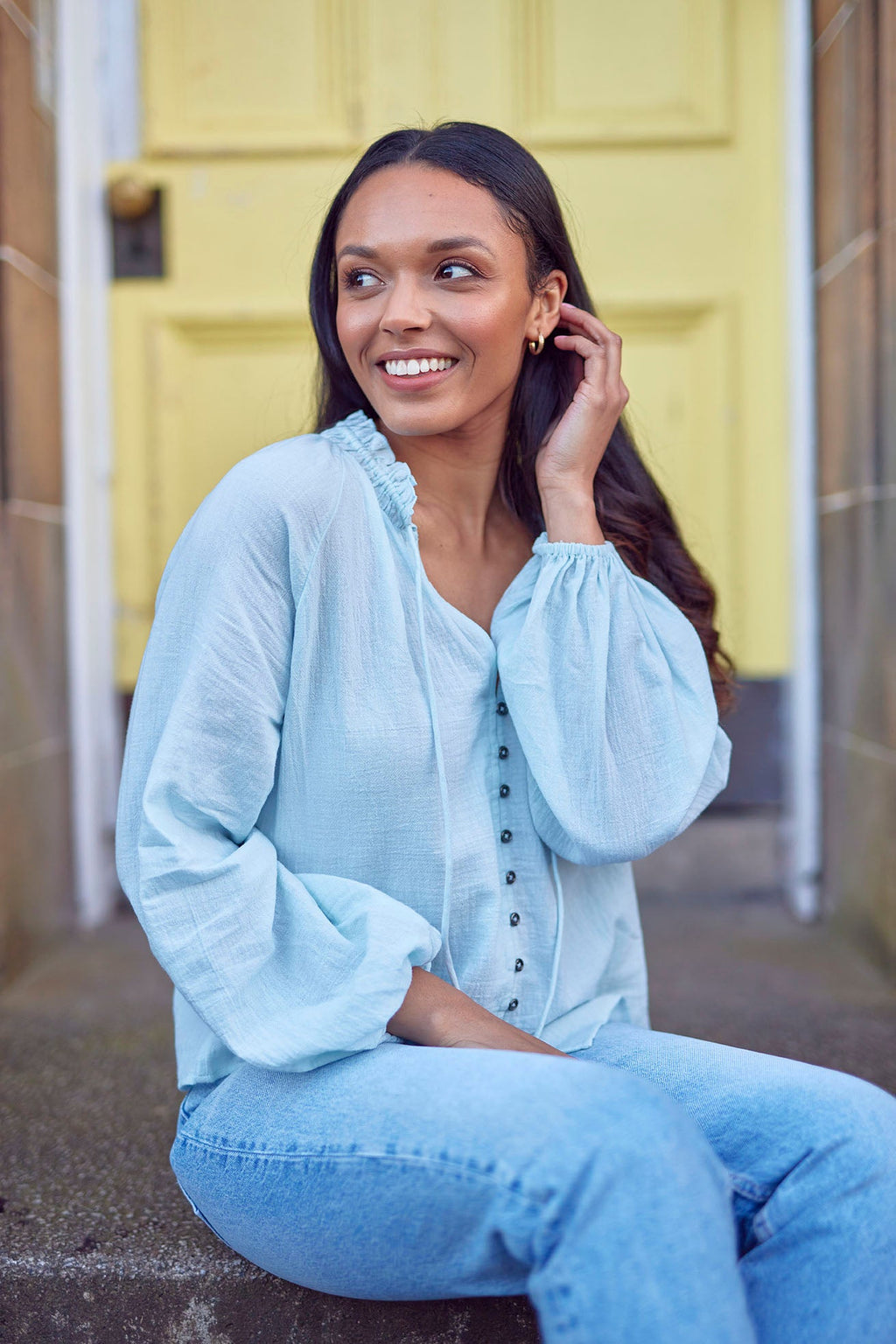 Charlotte - Peasant Blouse - Blue