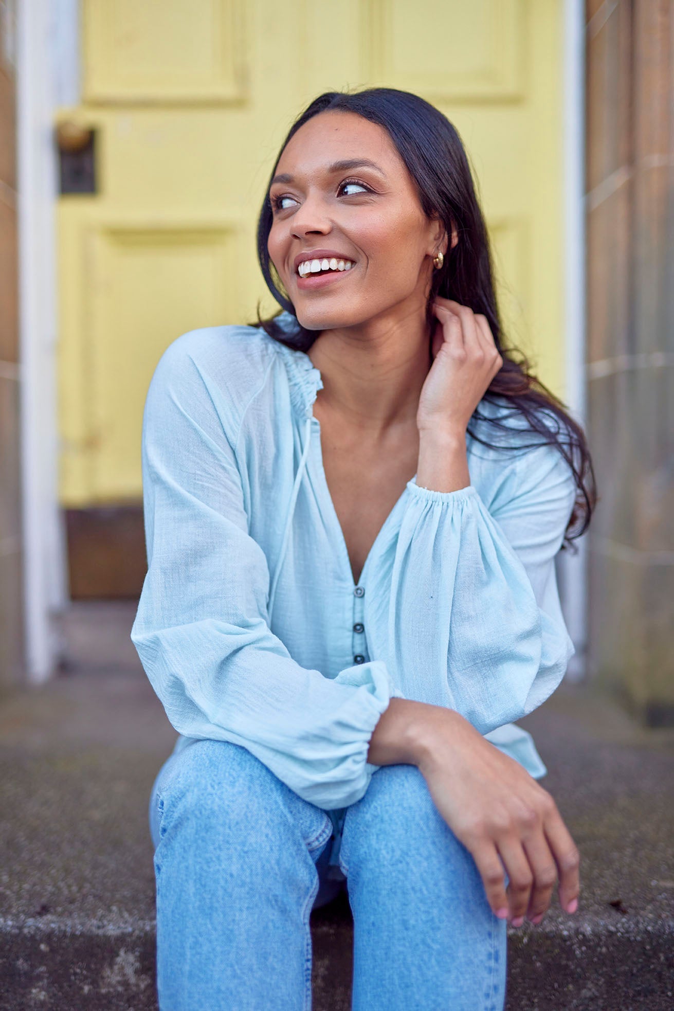 Charlotte - Peasant Blouse - Blue