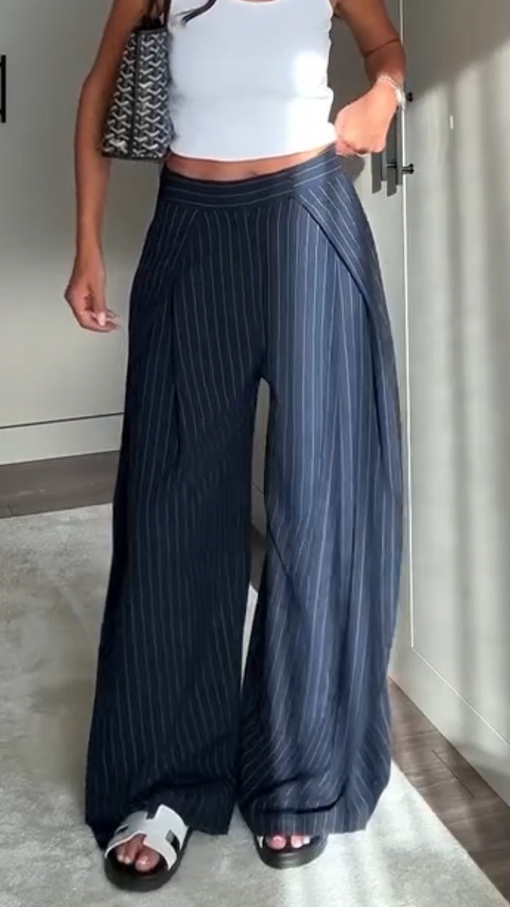 Womens Vertical Striped Loose Casual Pants
