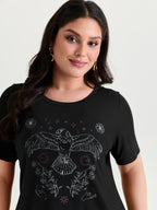 Supersoft Bird Print Round Neck Plain T-Shirt