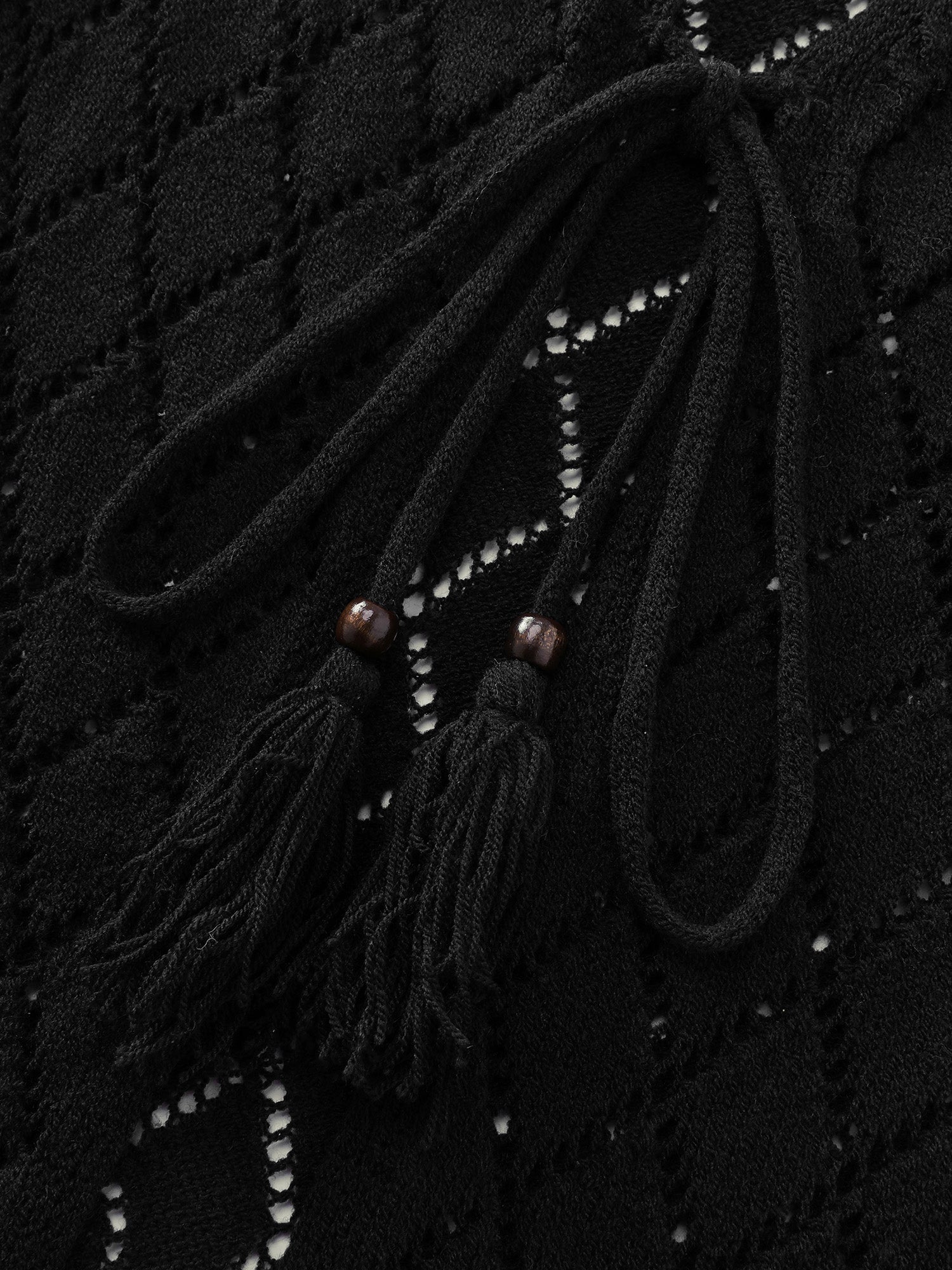 Hollowed-Out Tassel Hem Swim Cover-Up