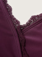 Sheer Lace Neckline Pockets Swim Dress